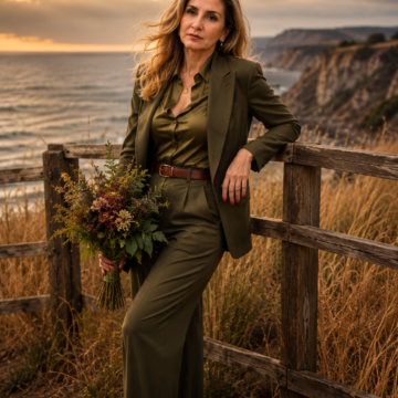 Mulher elegante ao pôr do sol