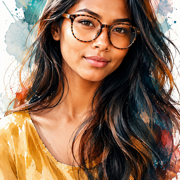 Retrato em aquarela com cores vibrantes